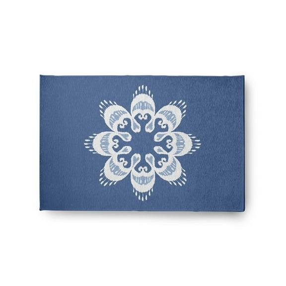 Simply Daisy 2' x 3' Blue Ikat Mandala Chenille Indoor/Outdoor Rug