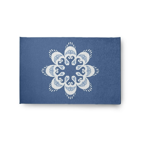 Simply Daisy 2' x 3' Blue Ikat Mandala Chenille Indoor/Outdoor Rug