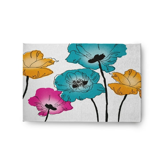 Simply Daisy 2' x 3' Blue Popping Poppies Spring Chenille Rug