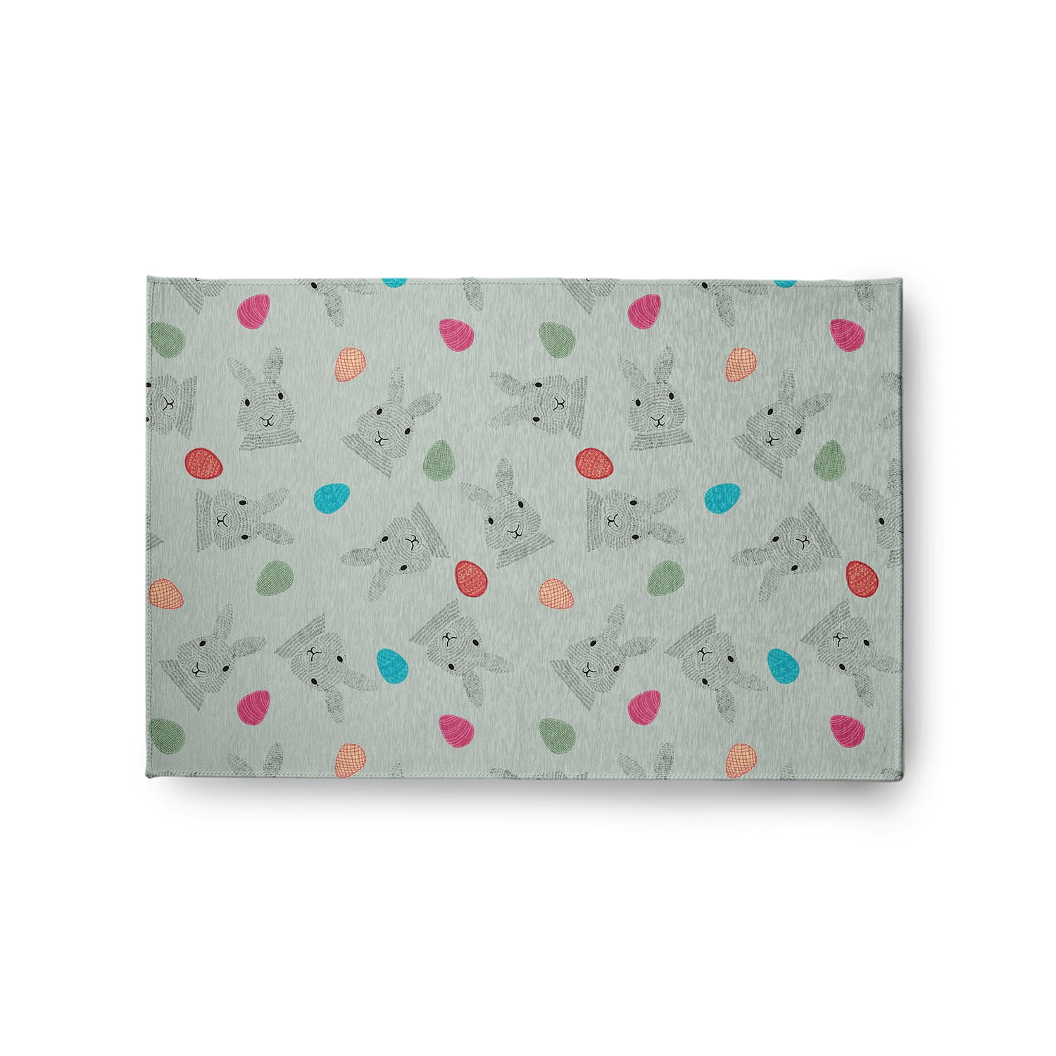 Simply Daisy 2' x 3' Breezeway Green Bunnies and Eggs Easter Chenille Rug