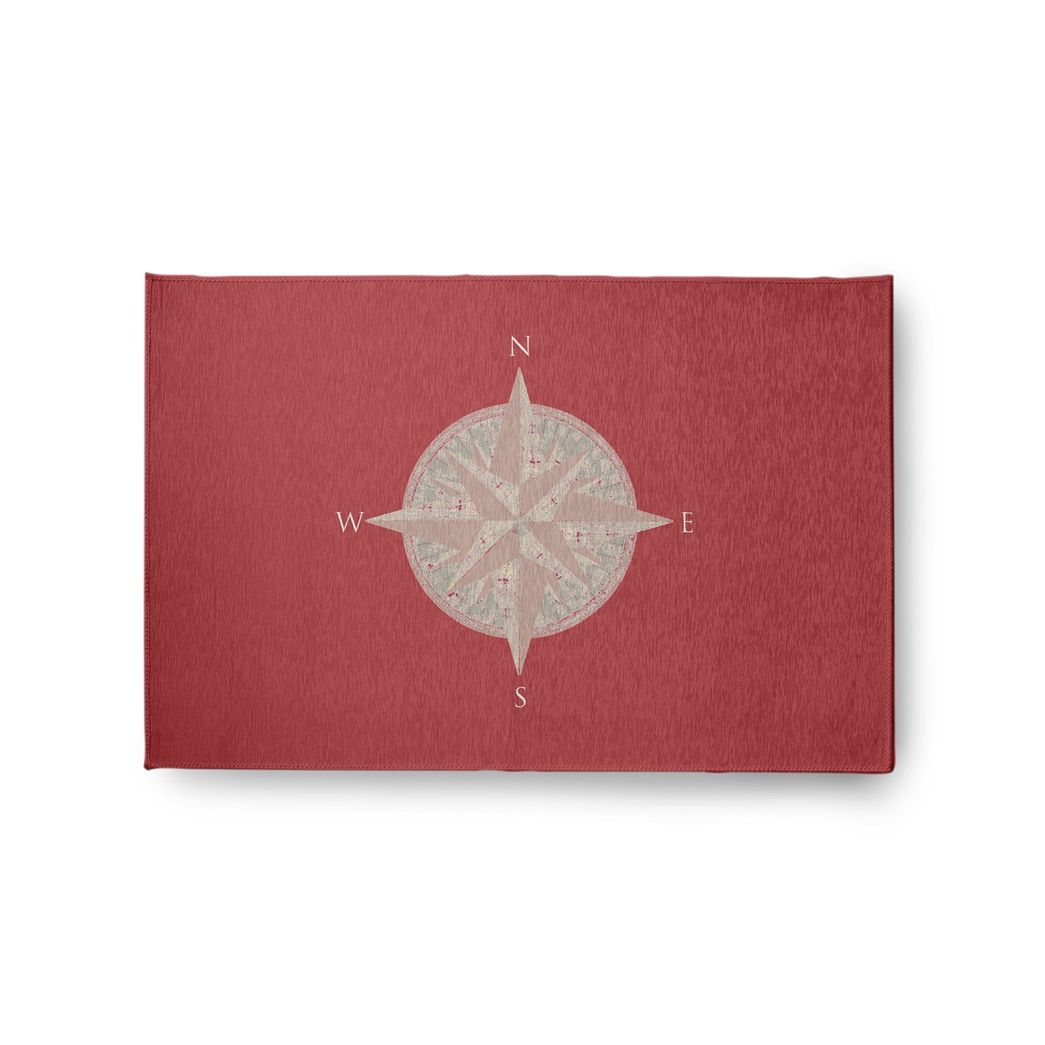 Simply Daisy 2' x 3' Compass Nautical Chenille Rug, Ligonberry Red
