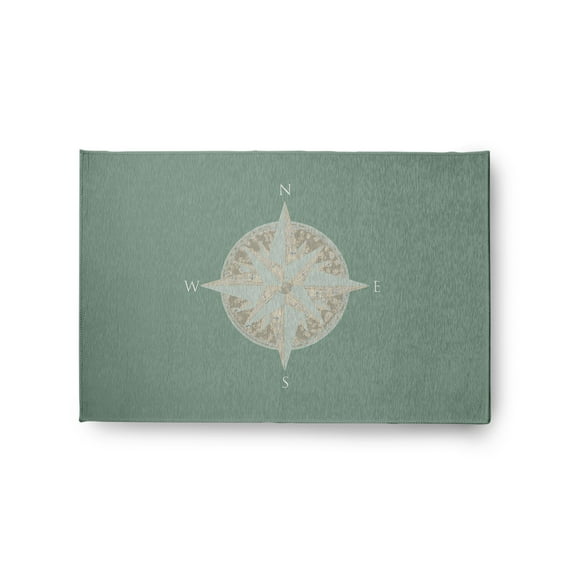 Simply Daisy 2' x 3' Compass Nautical Chenille Rug, Sage