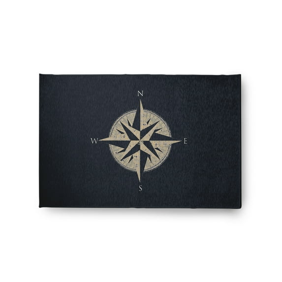 Simply Daisy 2' x 3' Compass Nautical Chenille Rug, Shark Blue