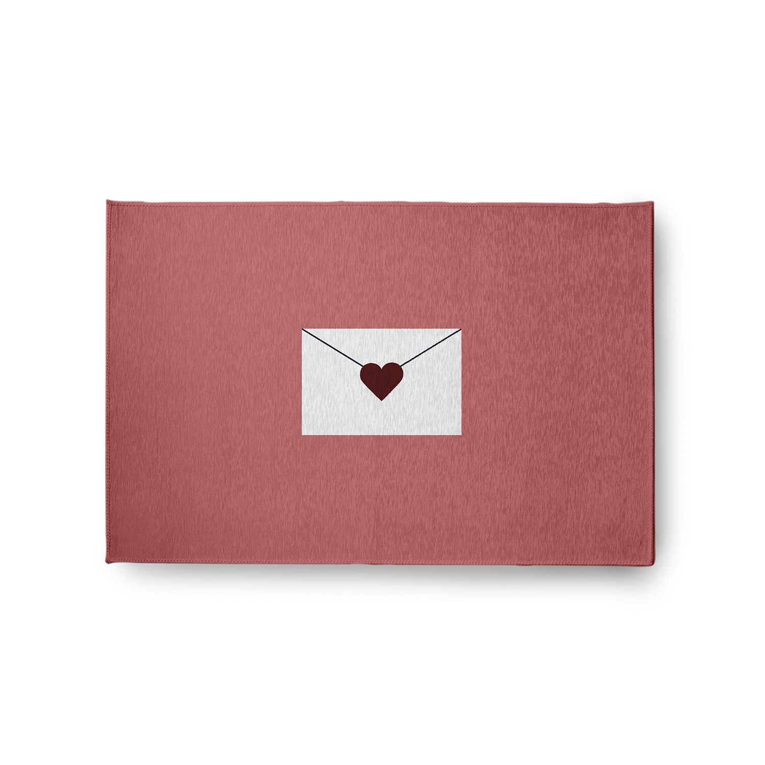 Simply Daisy 2' x 3' Coral/Maroon Love Letter Valentines Chenille Indoor/Outdoor Rug