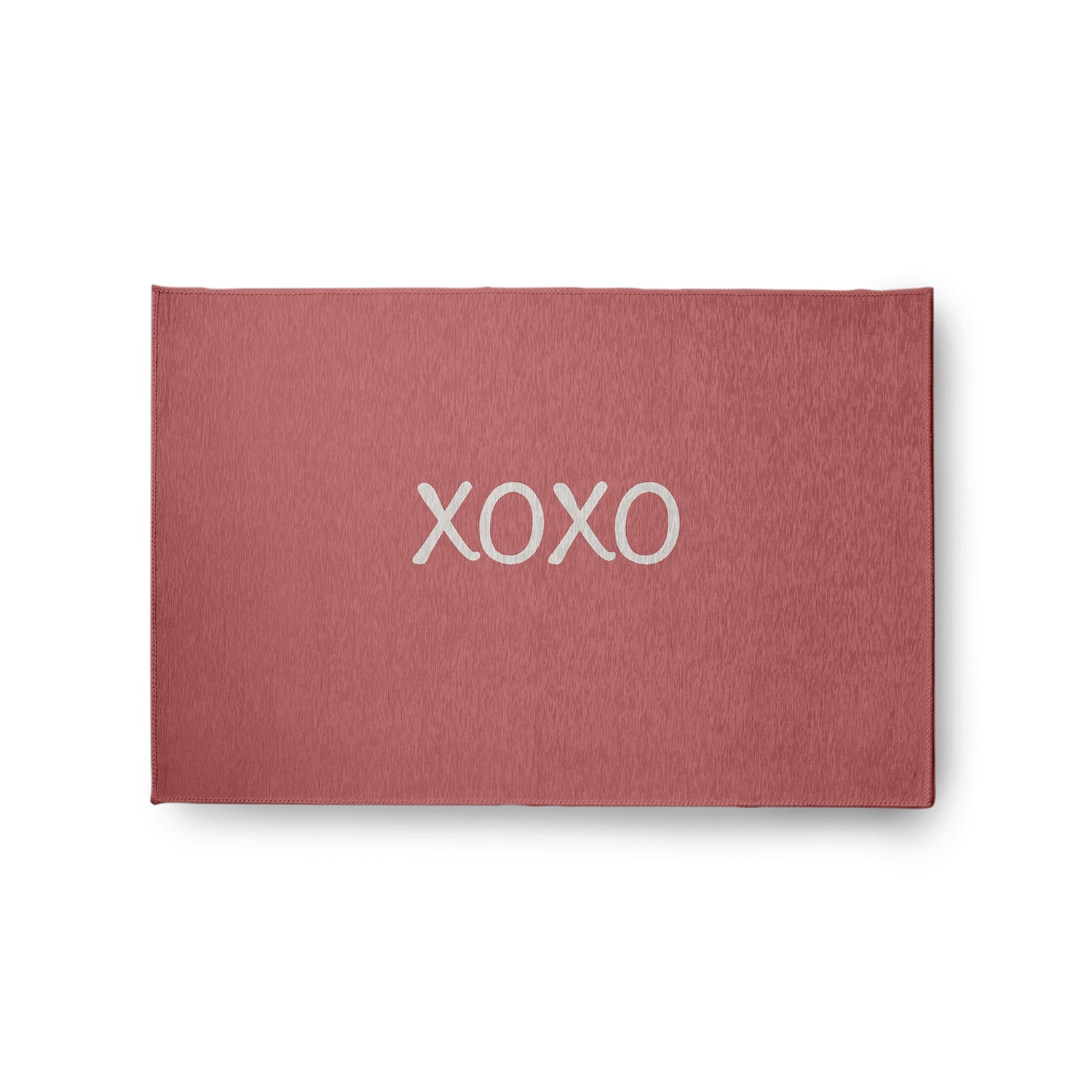 Simply Daisy 2' x 3' Coral XOXO Valentines Chenille Indoor/Outdoor Rug