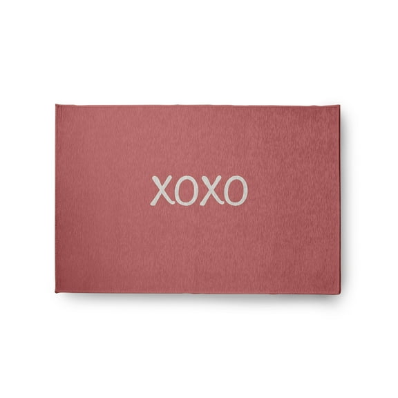 Simply Daisy 2' x 3' Coral XOXO Valentines Chenille Rug