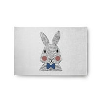 Simply Daisy 2' x 3' Dark Cobalt Blue Bow-tie Bunny Easter Chenille Rug