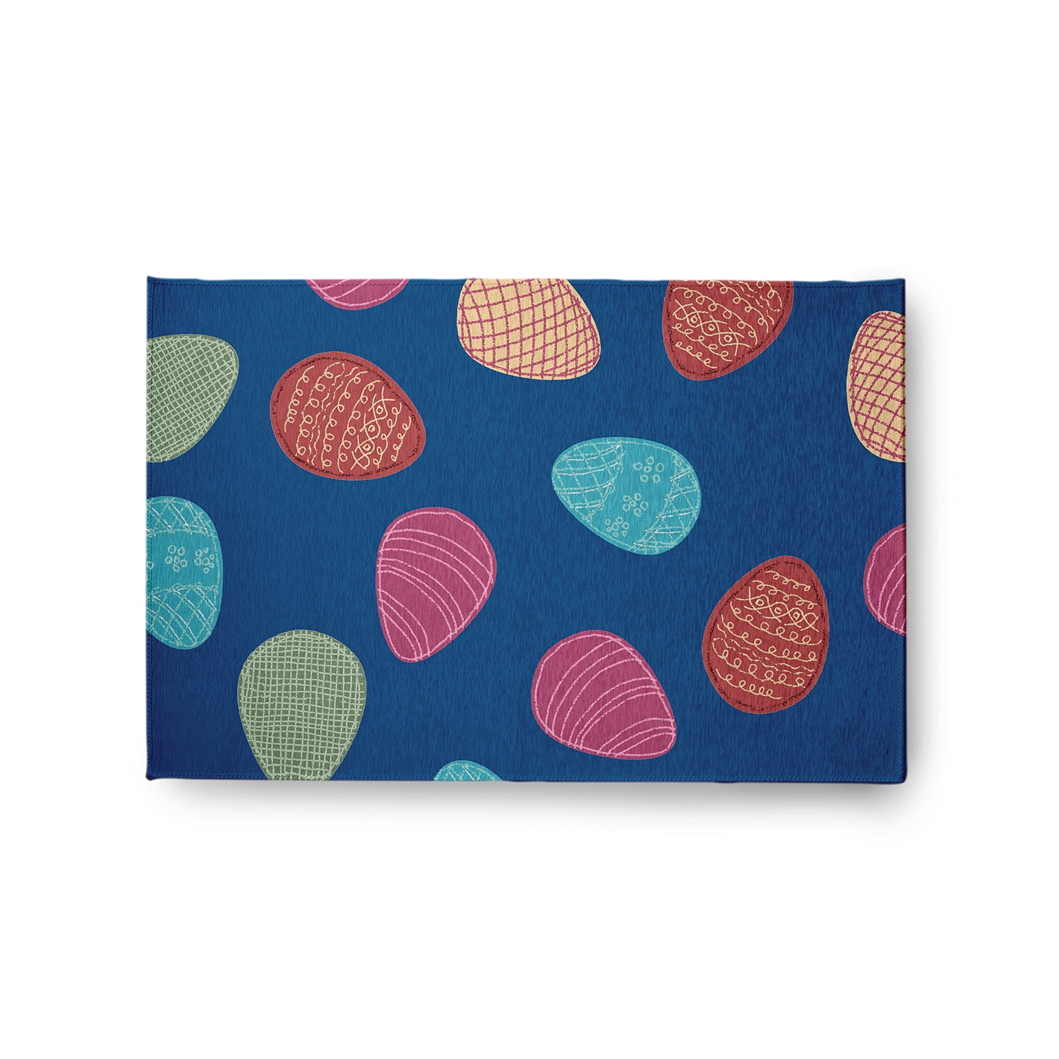 Simply Daisy 2' x 3' Dark Cobalt Blue Egg Hunt Easter Chenille Indoor/Outdoor Rug