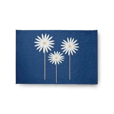 Simply Daisy 2' x 3' Dark Cobalt Blue Floral Print Spring Chenille Indoor/Outdoor Rug