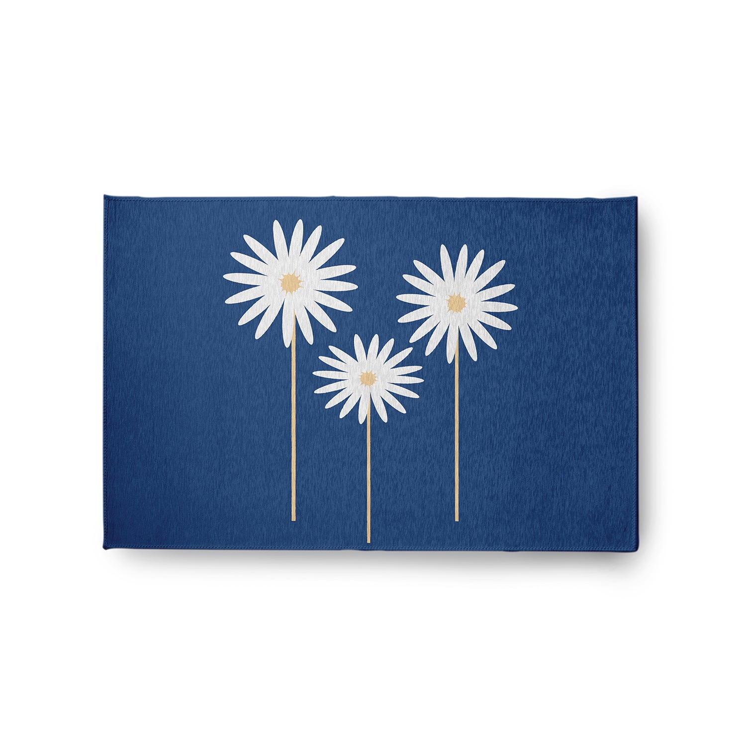 Simply Daisy 2' x 3' Dark Cobalt Blue Floral Print Spring Chenille Rug
