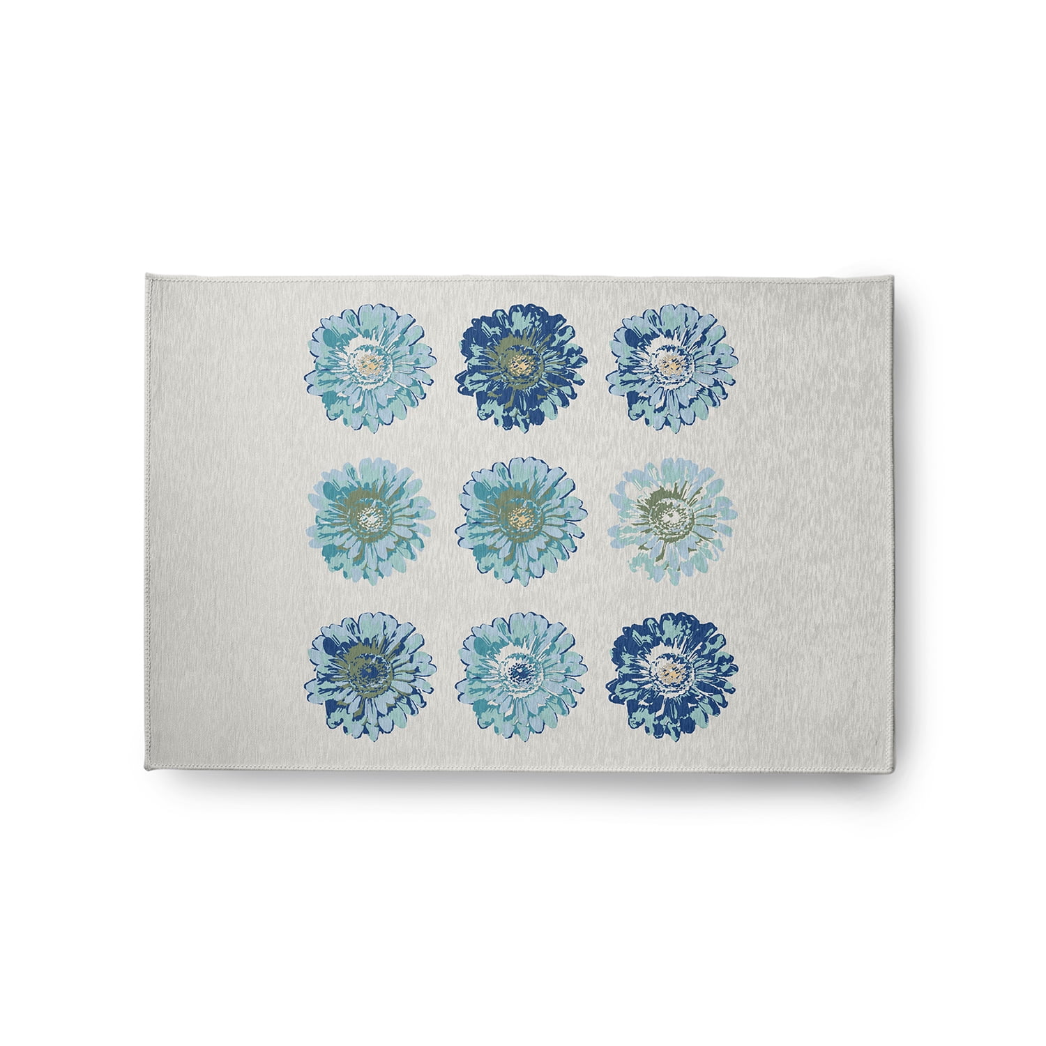 Simply Daisy 2' x 3' Dark Cobalt Blue Gypsy Floral Spring Chenille Indoor/Outdoor Rug