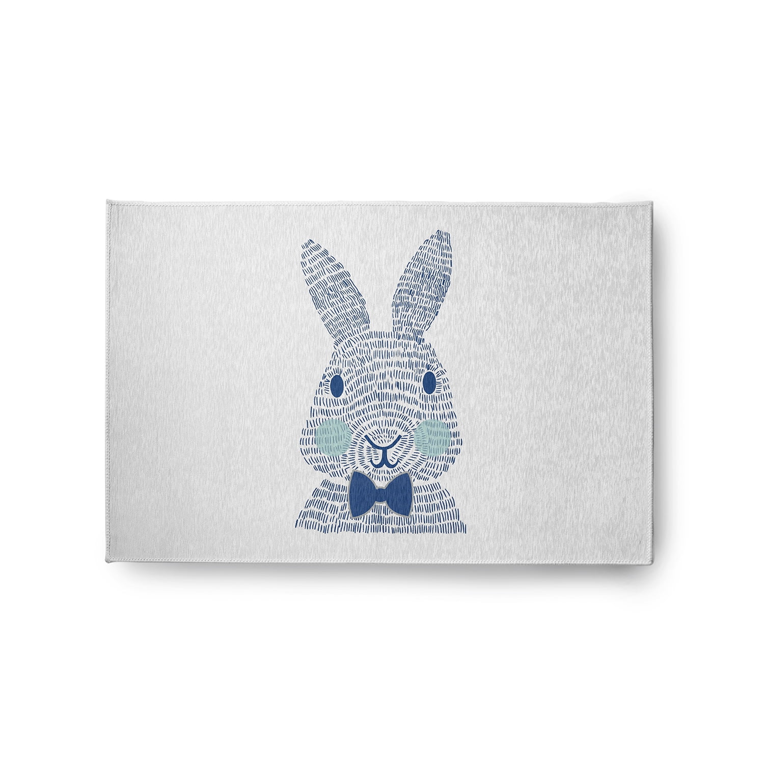 Simply Daisy 2' x 3' Dark Cobalt Blue Monochrome Bunny Easter Chenille Rug