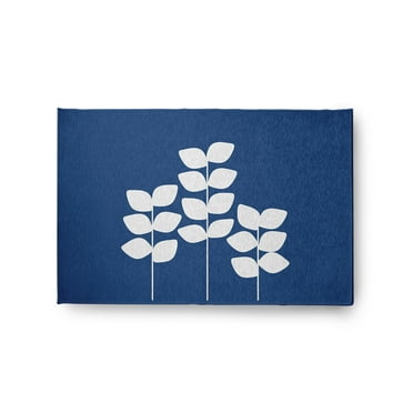 Simply Daisy 2' x 3' Dark Cobalt Blue Simple Stems Spring Chenille Indoor/Outdoor Rug