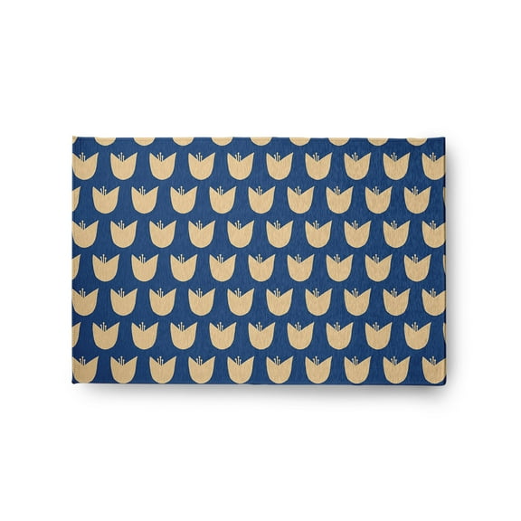 Simply Daisy 2' x 3' Dark Cobalt Blue Simple Tulip Design Spring Chenille Indoor/Outdoor Rug