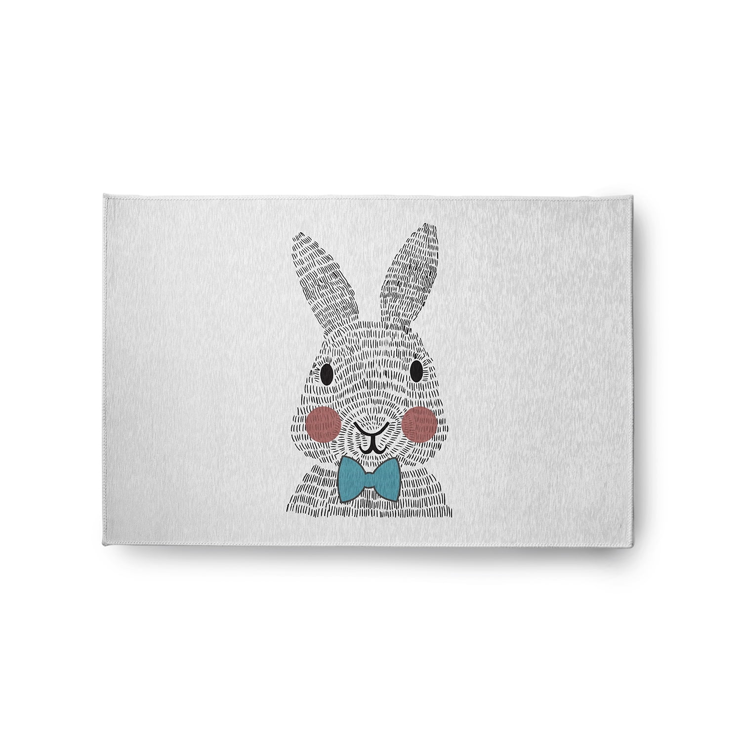 Simply Daisy 2' x 3' Explorer Blue Bow-tie Bunny Easter Chenille Indoor/Outdoor Rug