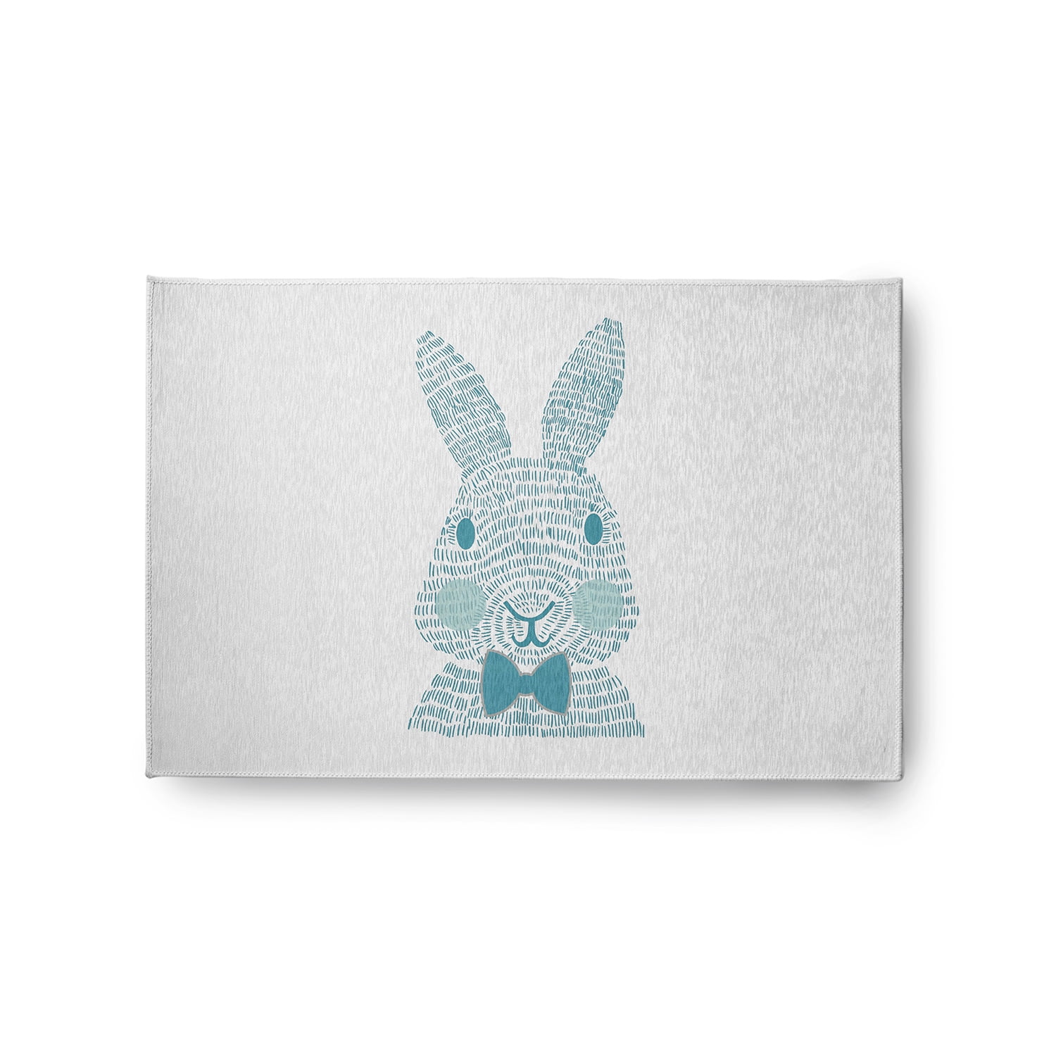 Simply Daisy 2' x 3' Explorer Blue Monochrome Bunny Easter Chenille Indoor/Outdoor Rug
