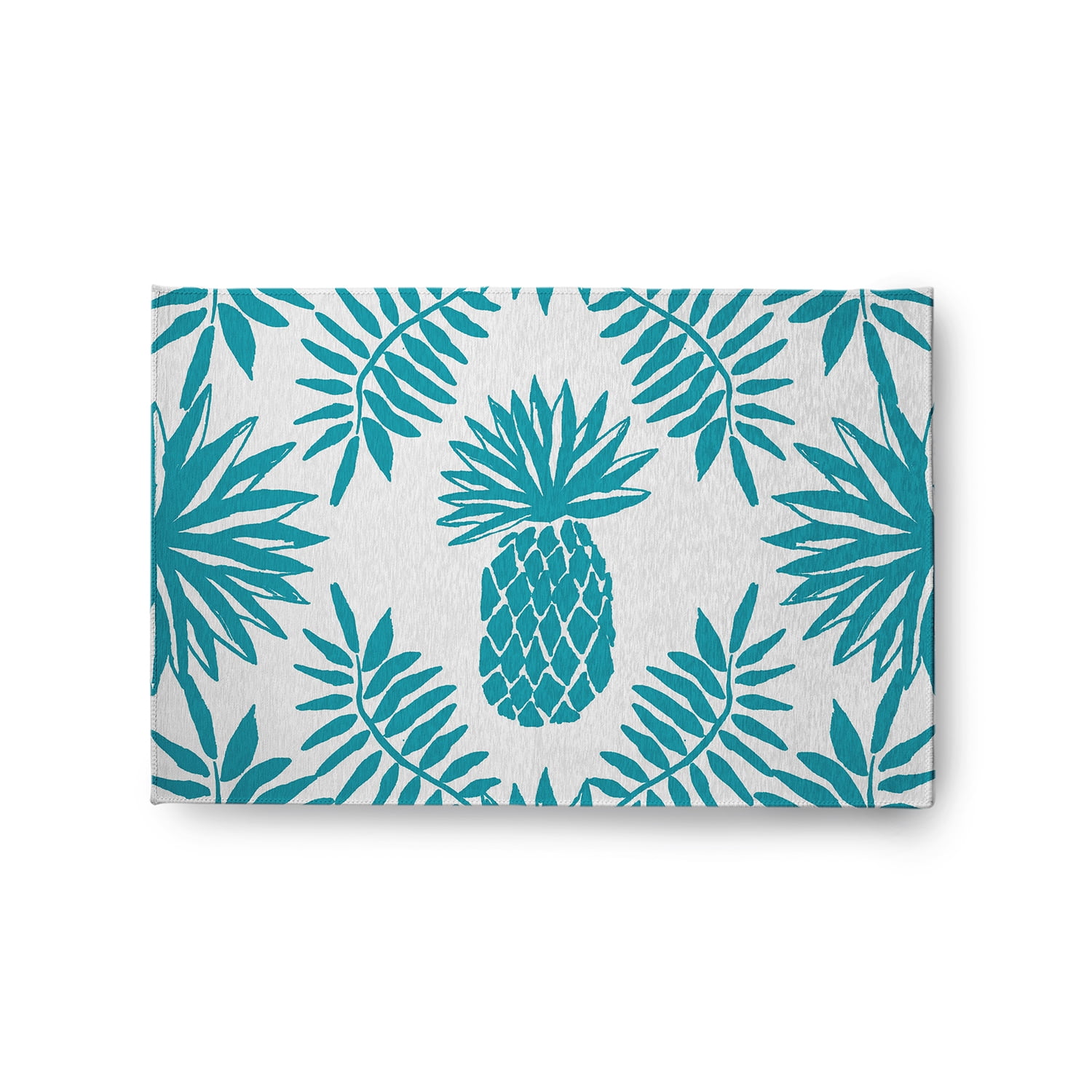 Simply Daisy 2' x 3' Explorer Blue Pineapple Leaves Spring Chenille Indoor/Outdoor Rug