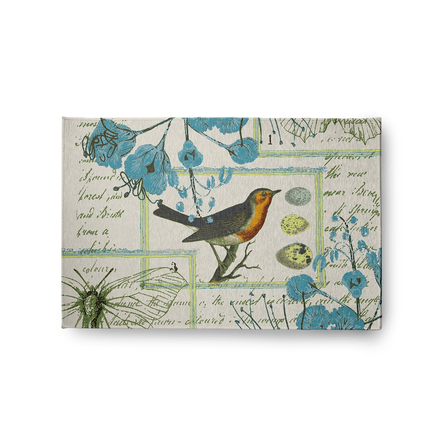 Simply Daisy 2' x 3' Explorer Blue Singing Bird Spring Chenille Rug