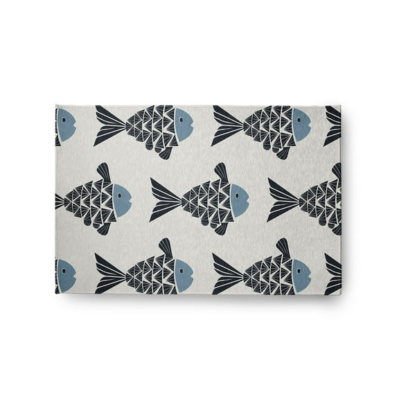 Simply Daisy 2' x 3' Fish Tales Nautical Chenille Rug, Dusty Smoke