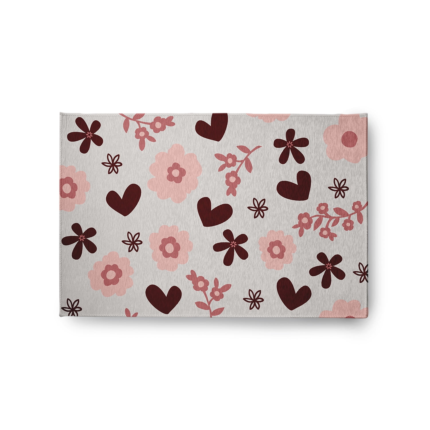 Simply Daisy 2' x 3' Gray Flowery Love Valentines Chenille Indoor/Outdoor Rug