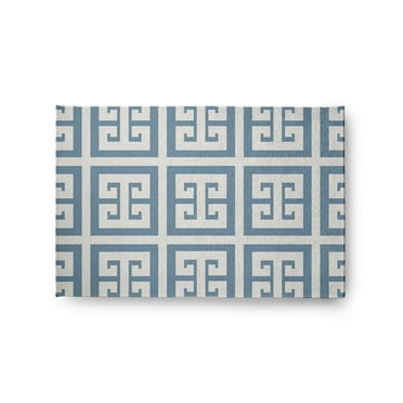 Simply Daisy 2' x 3' Greek Key Patterned Chenille Rug, Dusty Smoke