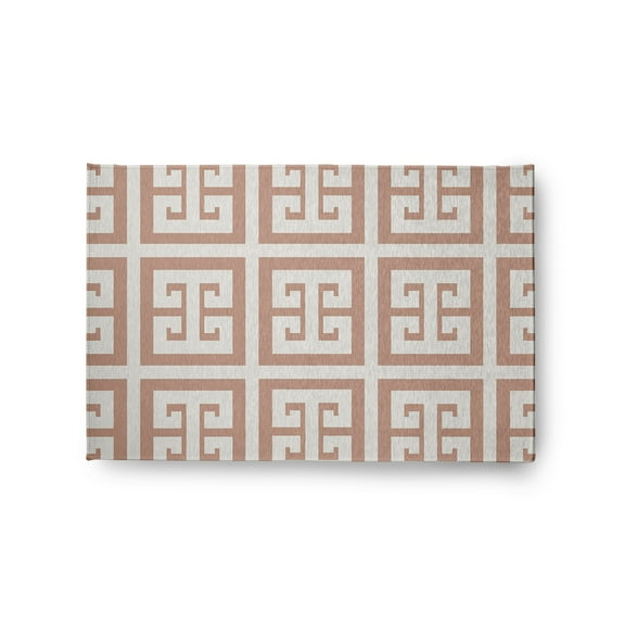 Simply Daisy 2' x 3' Greek Key Patterned Chenille Rug, Mauve