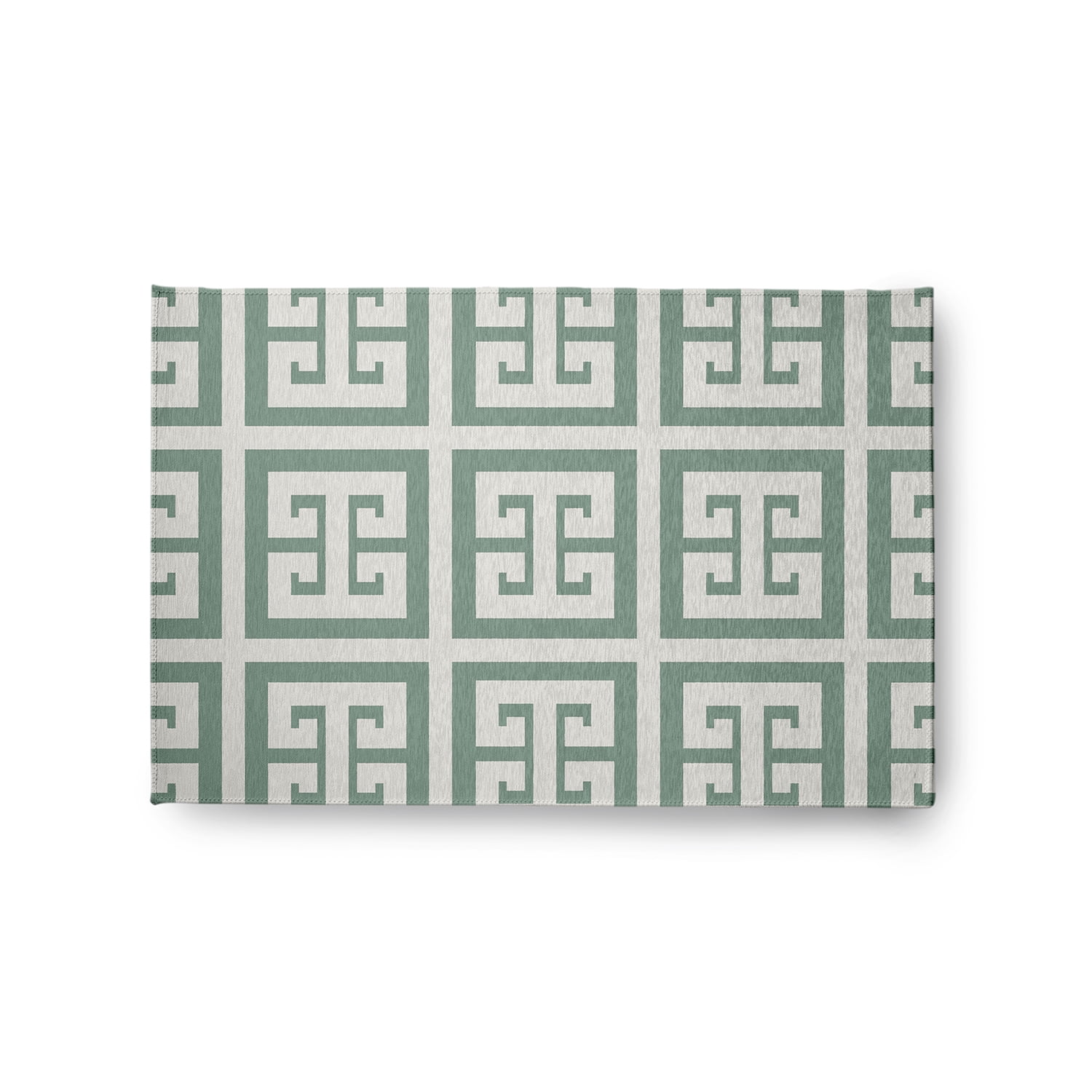 Simply Daisy 2' x 3' Greek Key Patterned Chenille Rug, Sage