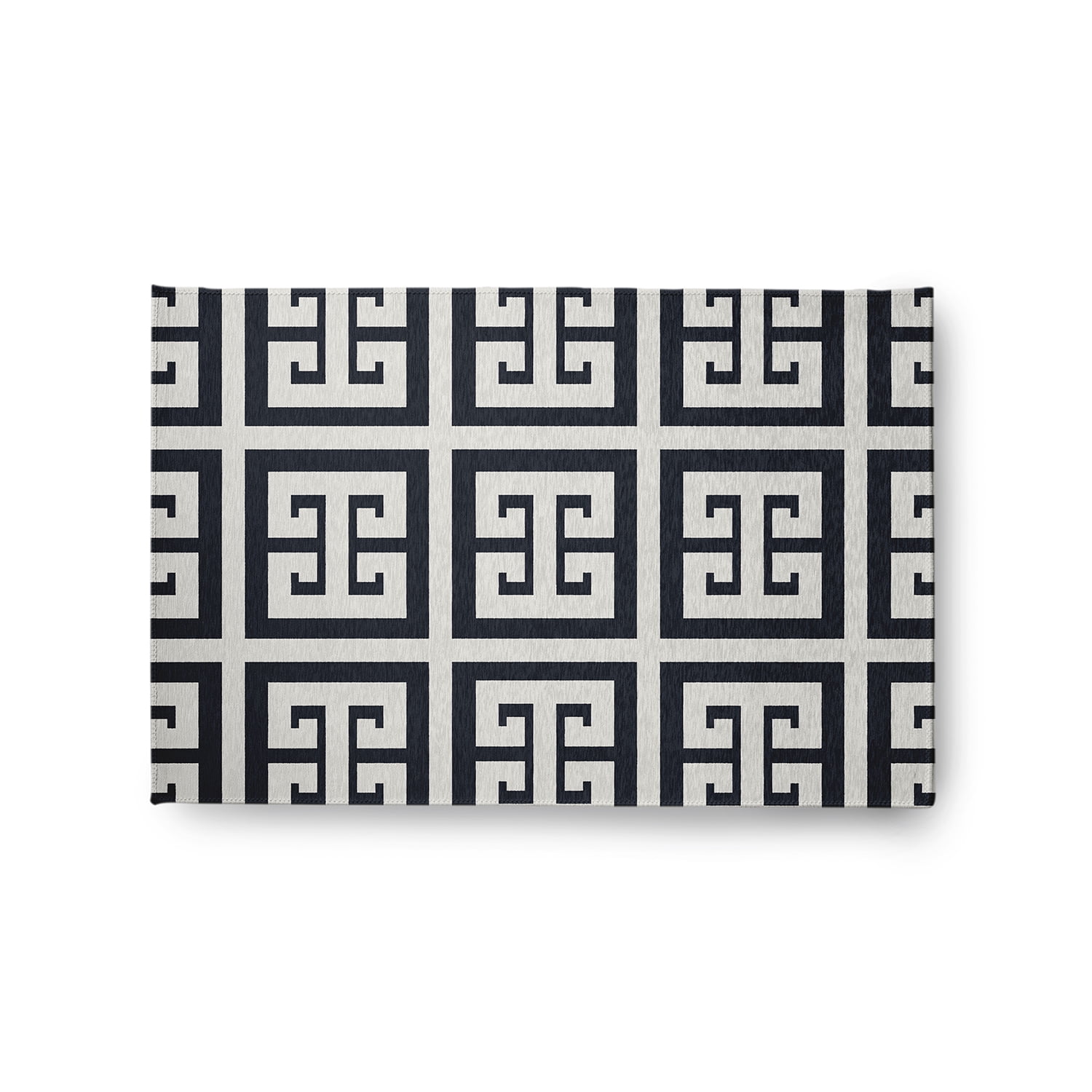 Simply Daisy 2' x 3' Greek Key Patterned Chenille Rug, Shark Blue
