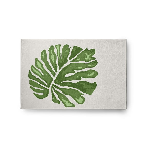 Simply Daisy 2' x 3' Green Big Leaf Spring Chenille Indoor/Outdoor Rug