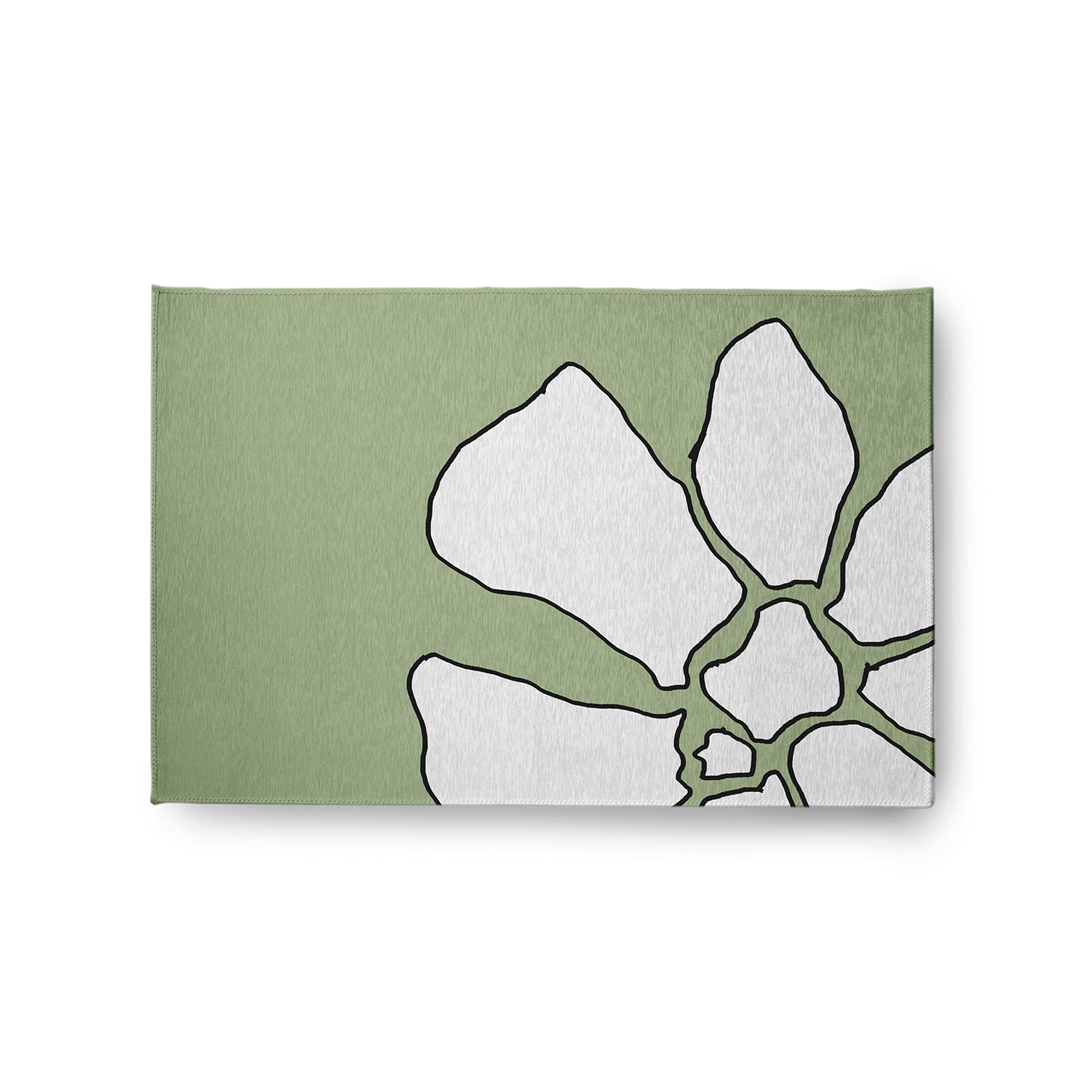 Simply Daisy 2' x 3' Green Petal Lines Spring Chenille Indoor/Outdoor Rug