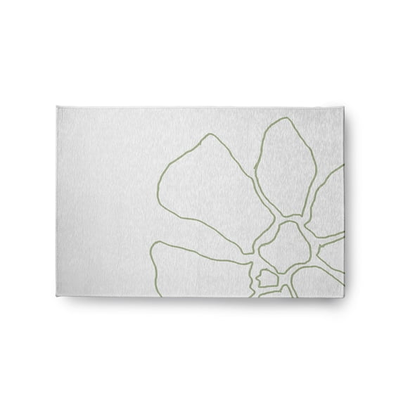 Simply Daisy 2' x 3' Green/White Petal Lines Spring Chenille Indoor/Outdoor Rug