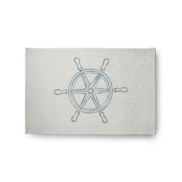 Simply Daisy 2' x 3' Large Ship Wheel Nautical Chenille Rug, Dusty Smoke