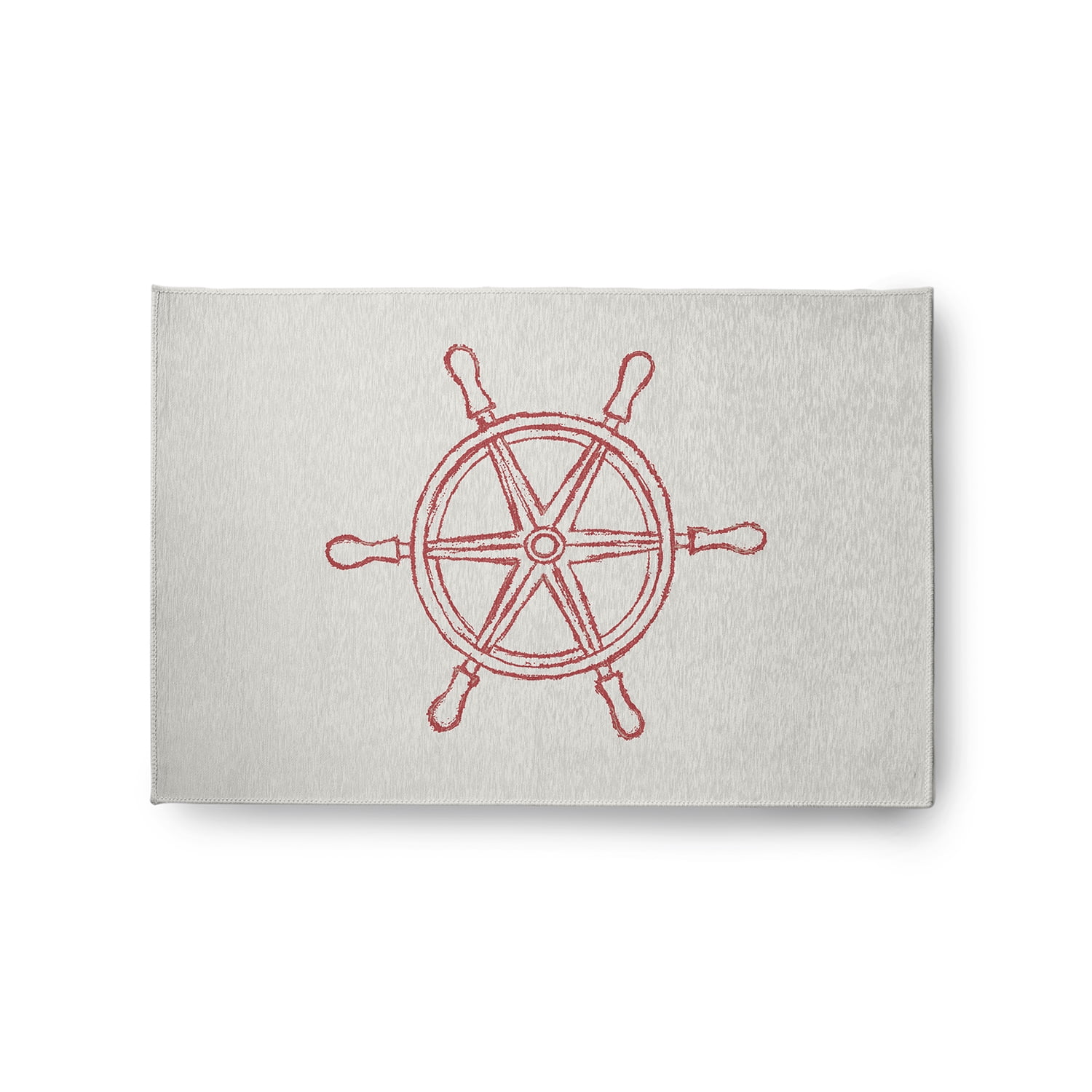 Simply Daisy 2' x 3' Large Ship Wheel Nautical Chenille Rug, Ligonberry Red