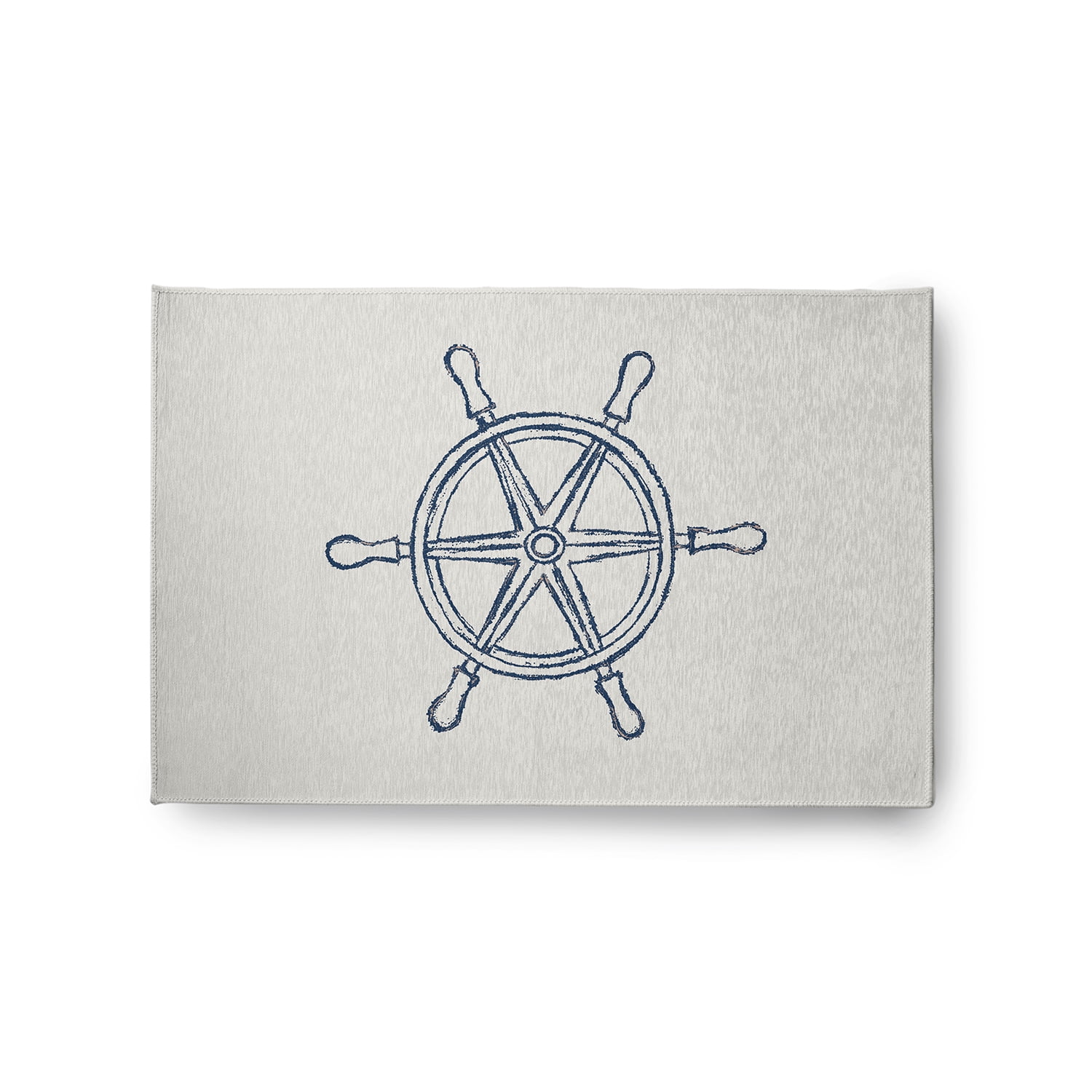 Simply Daisy 2' x 3' Large Ship Wheel Nautical Chenille Rug, Nautical Blue