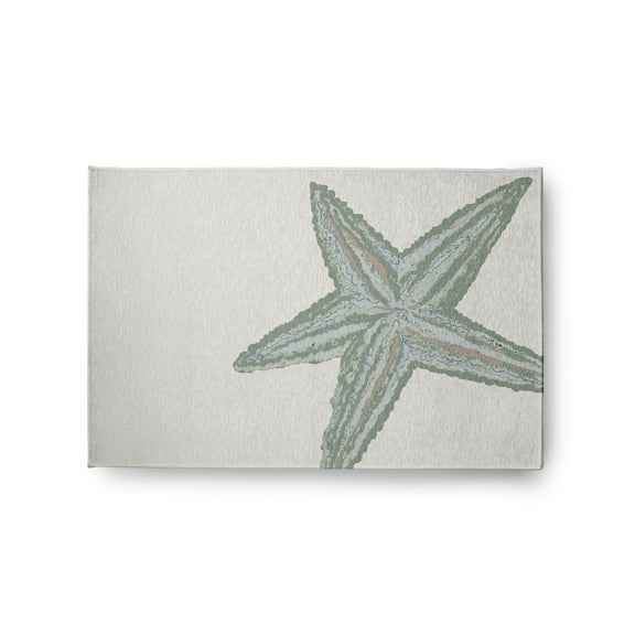 Simply Daisy 2' x 3' Large Starfish Nautical Chenille Rug, Sage