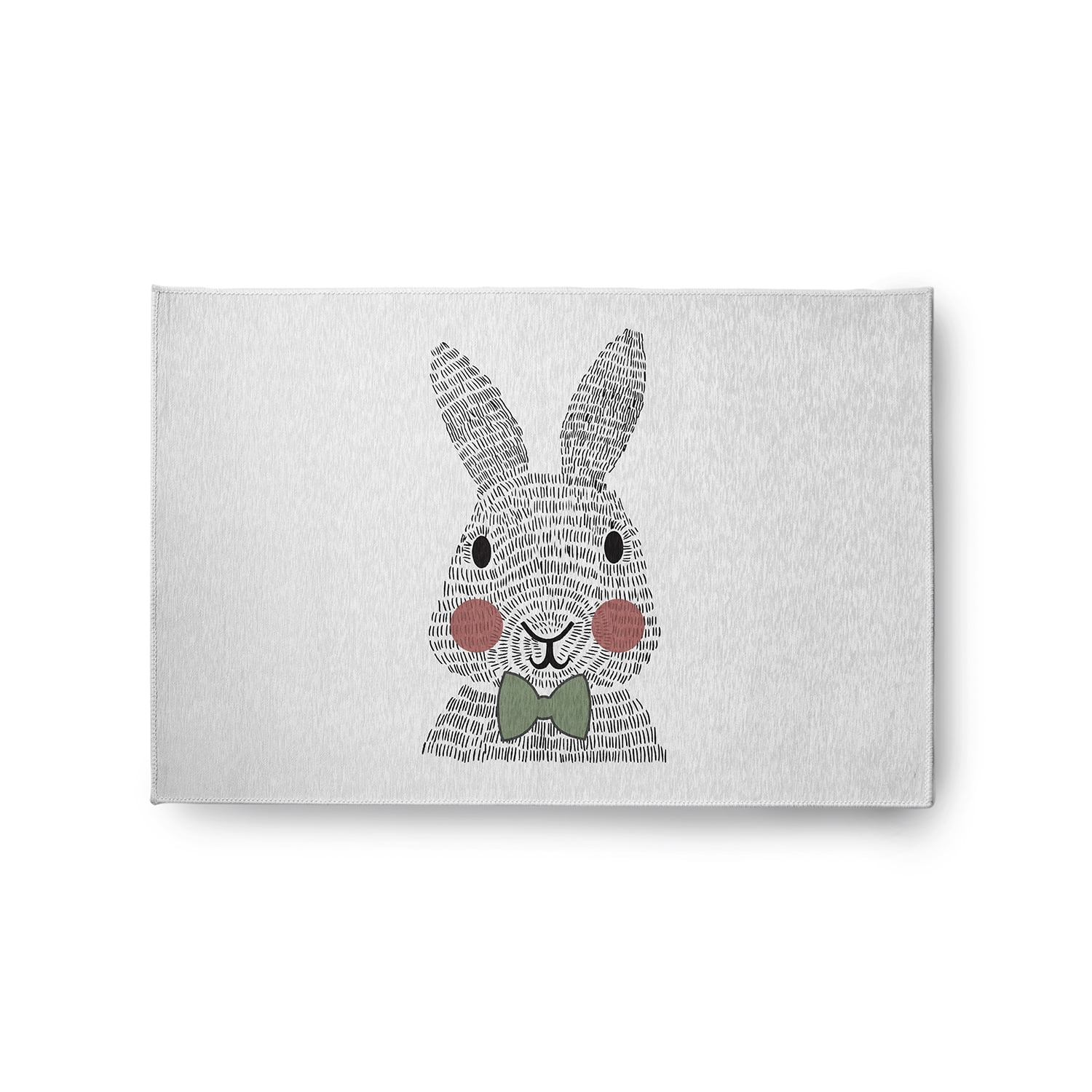 Simply Daisy 2' x 3' Laurel Tree Green Bow-tie Bunny Easter Chenille Indoor/Outdoor Rug