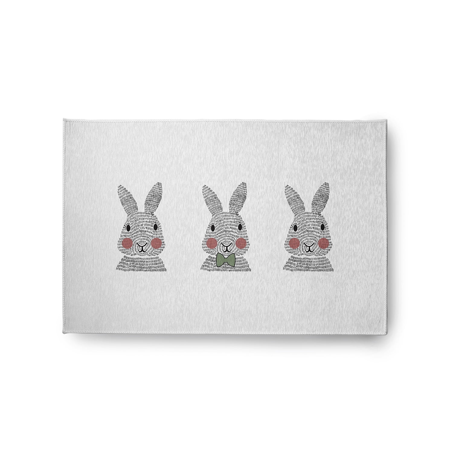 Simply Daisy 2' x 3' Laurel Tree Green Bunny Triplets Easter Chenille Indoor/Outdoor Rug