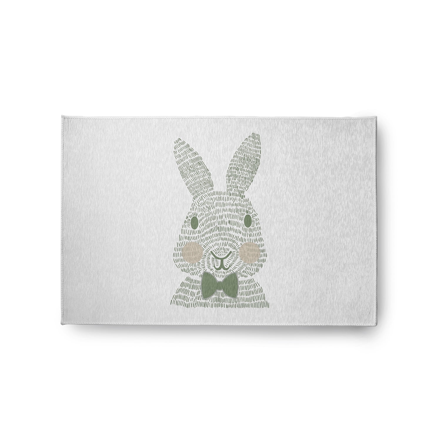 Simply Daisy 2' x 3' Laurel Tree Green Monochrome Bunny Easter Chenille Indoor/Outdoor Rug