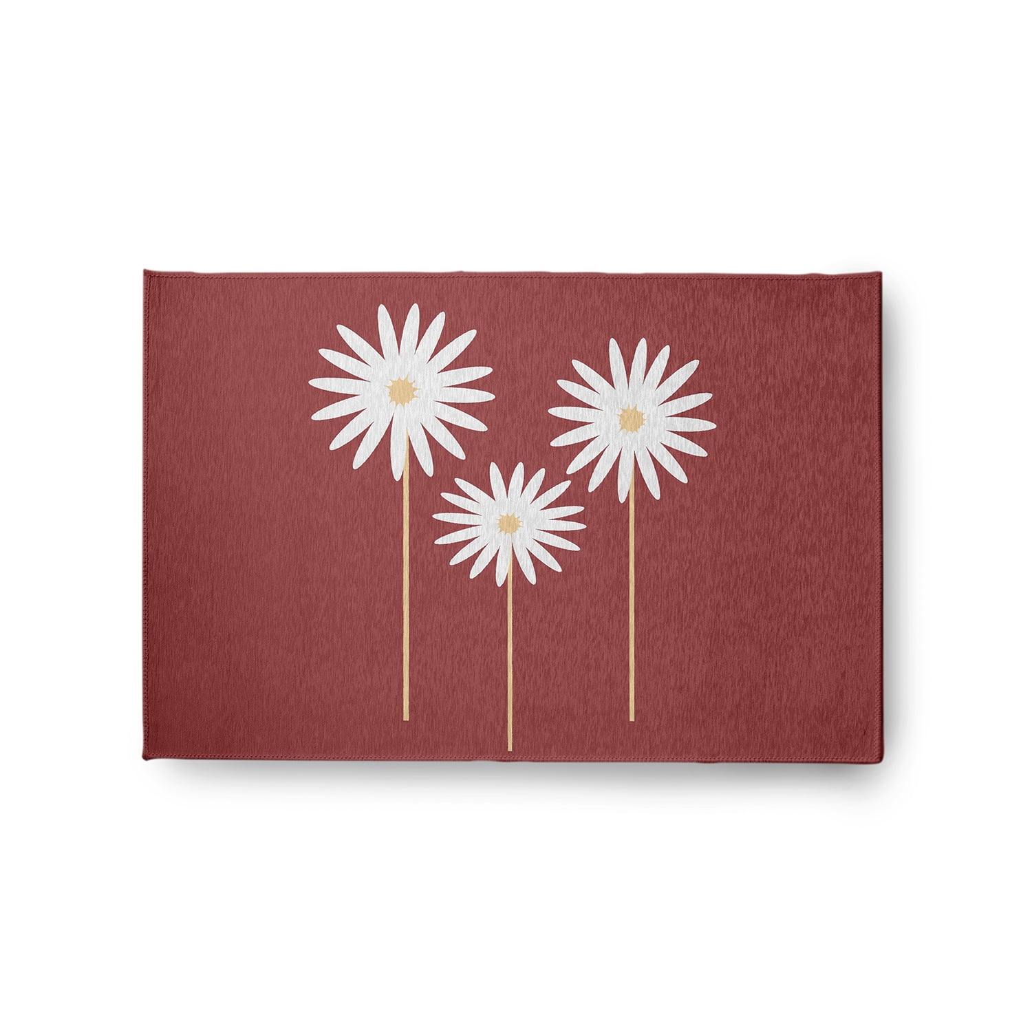 Simply Daisy 2' x 3' Ligonberry Red Floral Print Spring Chenille Indoor/Outdoor Rug