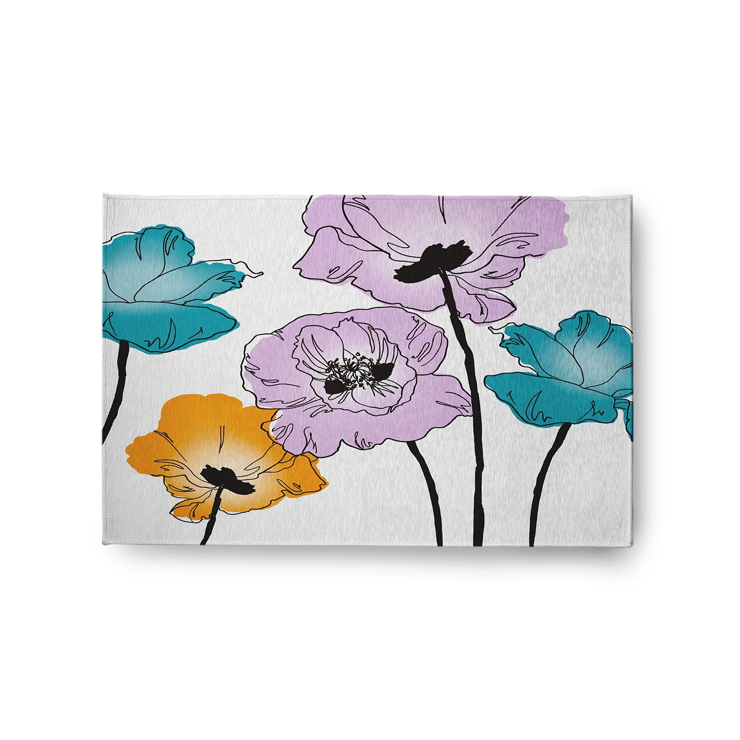 Simply Daisy 2' x 3' Lilac Popping Poppies Spring Chenille Rug
