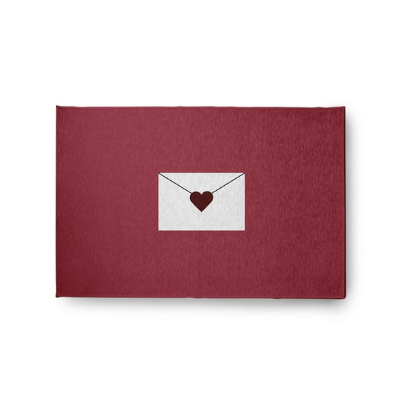 Simply Daisy 2' x 3' Maroon Love Letter Valentines Chenille Indoor/Outdoor Rug
