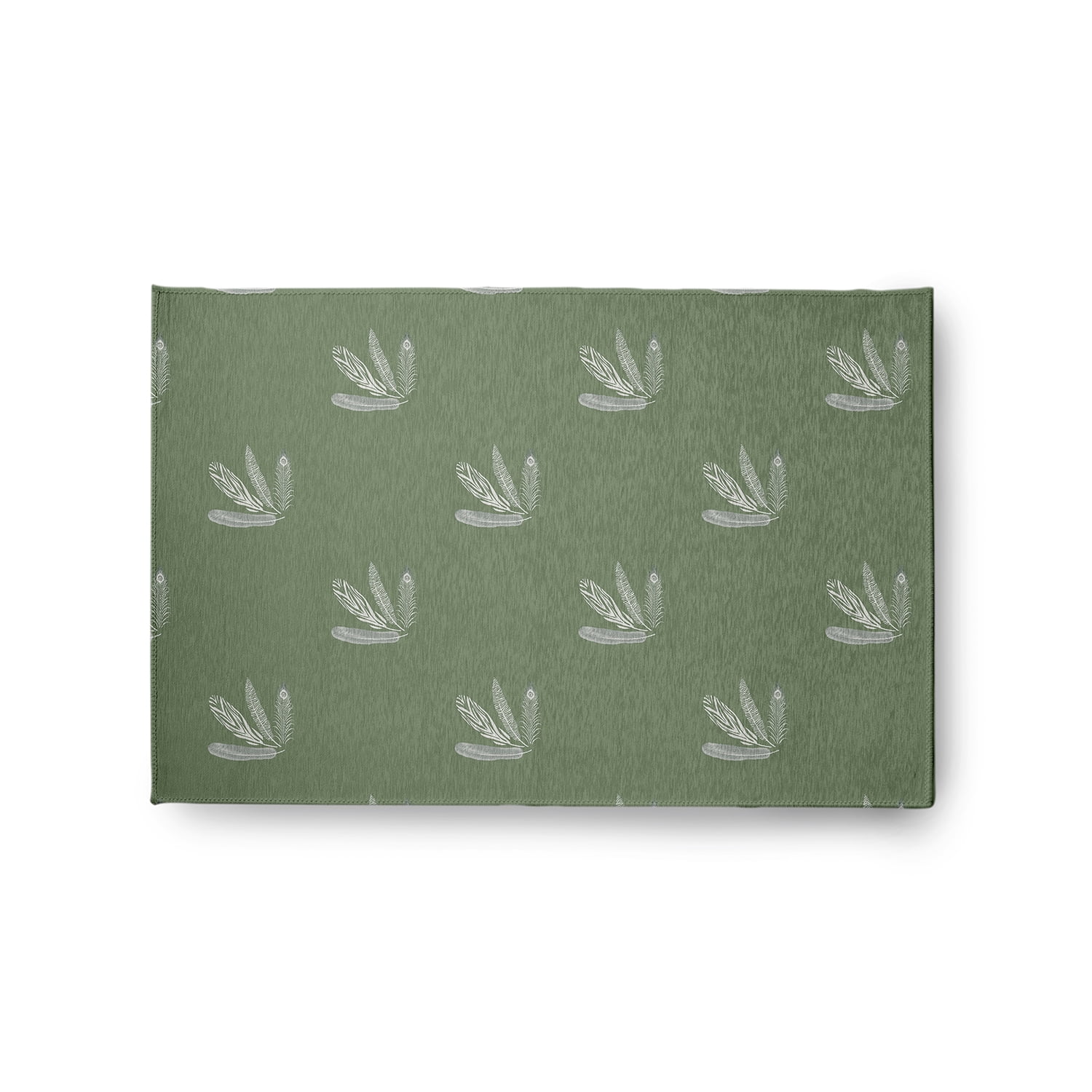 Simply Daisy 2' x 3' Muted Green Feather Pattern Spring Chenille Rug