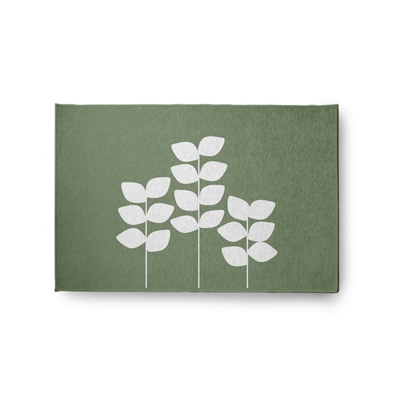Simply Daisy 2' x 3' Muted Green Simple Stems Spring Chenille Indoor/Outdoor Rug