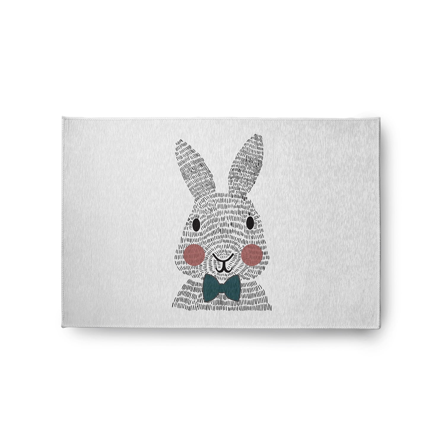 Simply Daisy 2' x 3' Ocean Abyss Green Bow-tie Bunny Easter Chenille Indoor/Outdoor Rug