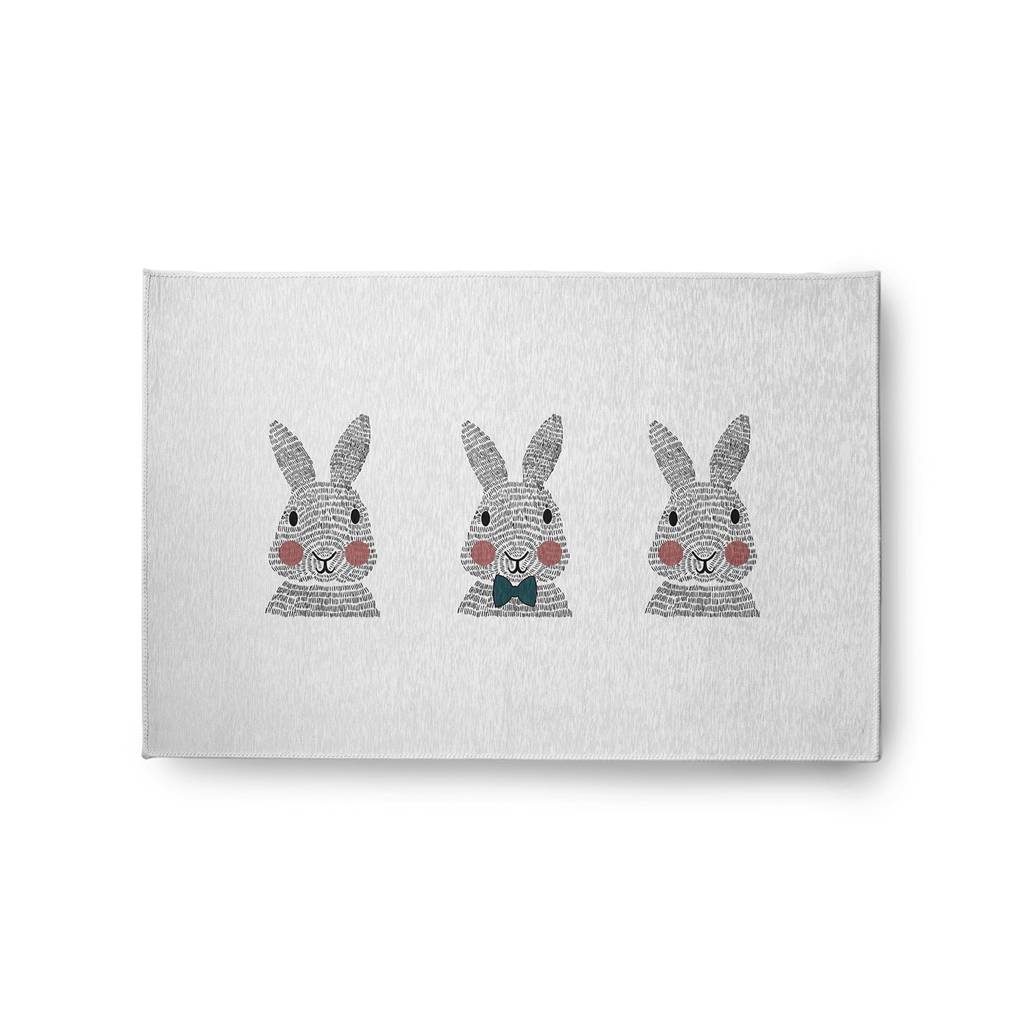 Simply Daisy 2' x 3' Ocean Abyss Green Bunny Triplets Easter Chenille Indoor/Outdoor Rug