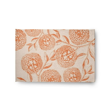 Simply Daisy 2' x 3' Orange Antique Flowers Spring Chenille Indoor/Outdoor Rug
