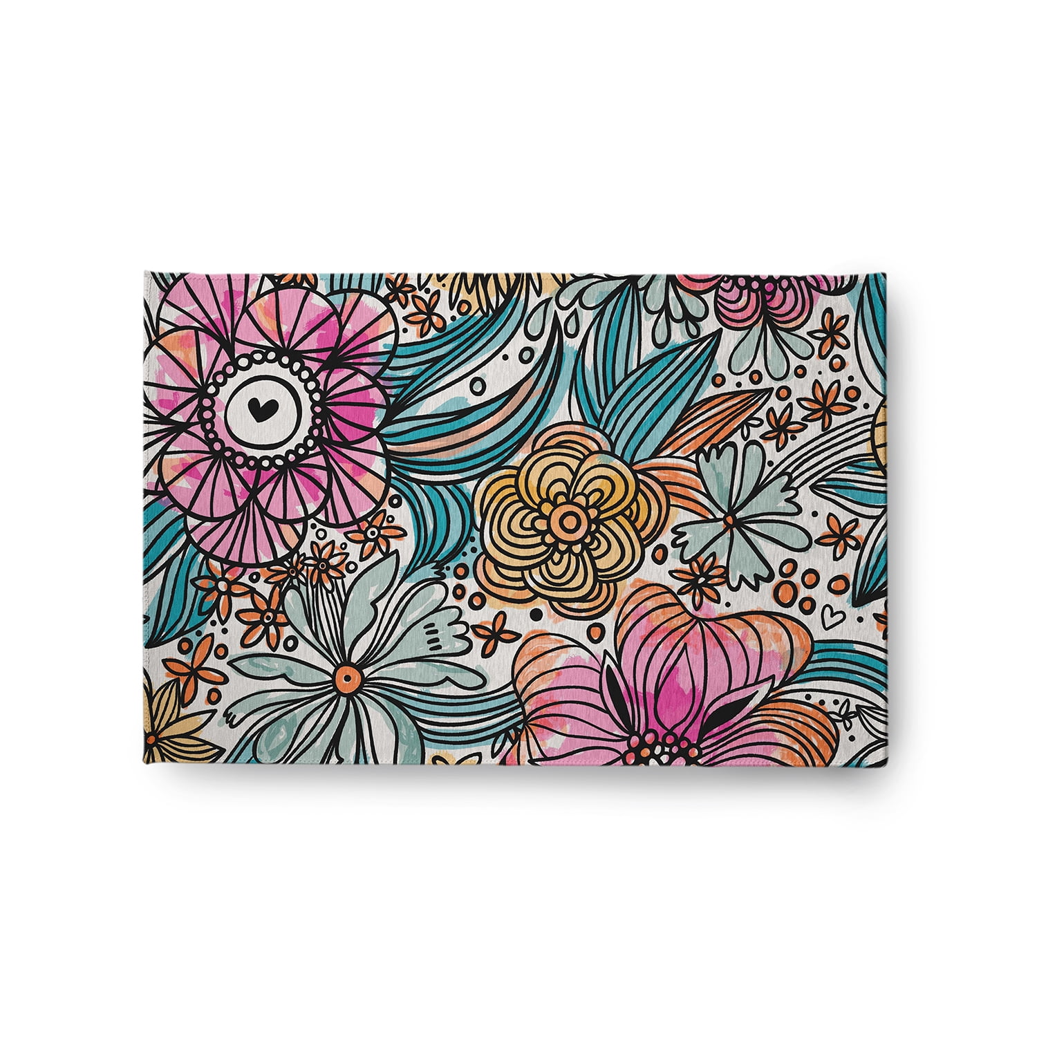 Simply Daisy 2' x 3' Orange Flower Melange Spring Chenille Indoor/Outdoor Rug