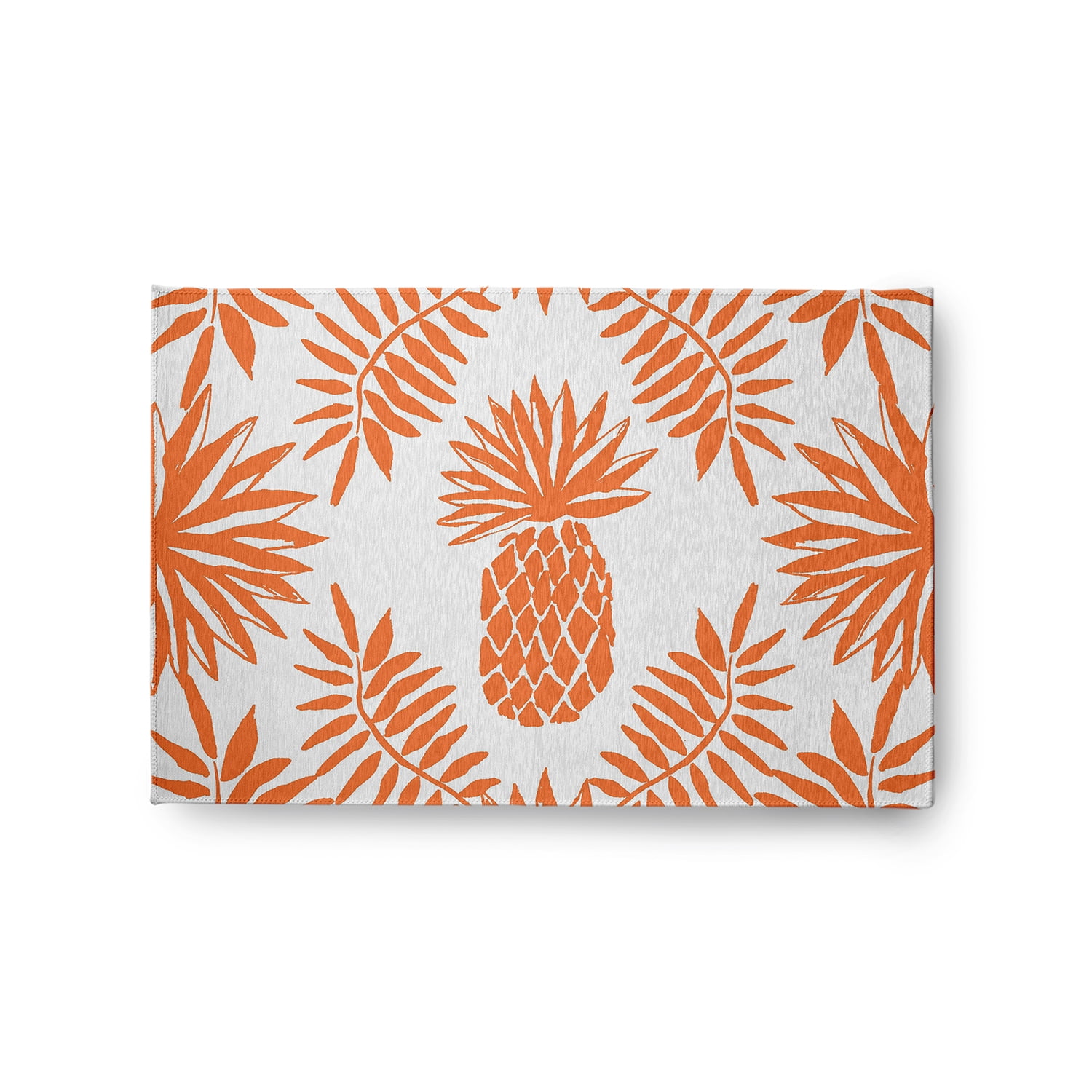 Simply Daisy 2' x 3' Orange Pineapple Leaves Spring Chenille Indoor/Outdoor Rug