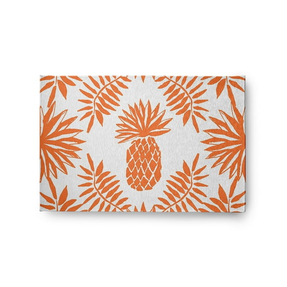 Simply Daisy 2' x 3' Orange Pineapple Leaves Spring Chenille Rug