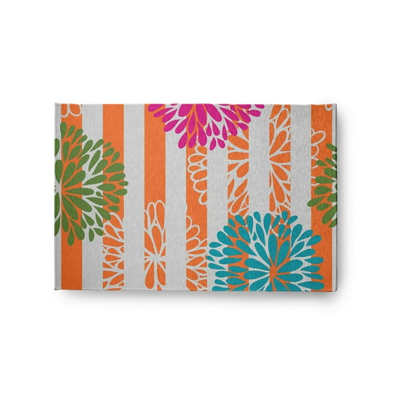 Simply Daisy 2' x 3' Pink Flower Bursts Spring Chenille Indoor/Outdoor Rug